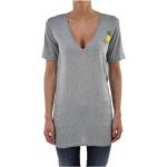 Camisetas largas grises de algodón rebajadas con escote V con logo Dsquared2 talla S para mujer 