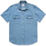 Camisas vaqueras azules celeste de algodón de otoño tallas grandes manga corta informales talla 3XL para hombre 