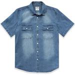 Camisas vaqueras azules de algodón de otoño tallas grandes manga corta informales talla XXL para hombre 