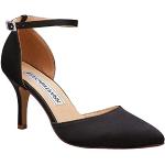 Zapatos negros de satén de novia Novia de punta puntiaguda talla 39 para mujer 