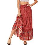 Faldas rojas de viscosa de tablas  de verano maxi talla XL para mujer 