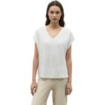 Camisetas blancas de lino de manga corta rebajadas manga corta con escote V Ecoalf talla S para mujer 