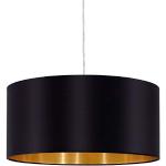 EGLO Lámpara colgante Maserlo, lámpara de techo textil de 1 foco, lámpara colgante de acero y tela, color níquel mate, negro, oro, portalámparas E27, diámetro 38 cm