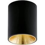 EGLO Polasso Lámpara de techo led de metal en negro y dorado, lámpara de salón, blanco cálido, diámetro de 10 cm