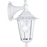 EGLO Laterna 5 Lámpara de pie de exterior de 1 foco, lámpara de pie de fundición de aluminio y cristal, color: blanco, casquillo: E27, IP44