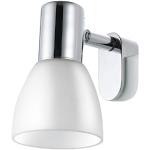 EGLO Lámpara de espejo con adhesivo, aplique de pared de metal y cristal opalino mate, lámpara para cuarto de baño en cromo, blanco, luz antihumedad, IP44, casquillo E14