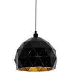 EGLO Roccaforte Lámpara colgante de 1 foco, lámpara colgante de metal en negro y dorado, casquillo E27, diámetro de 30 cm