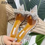 Sandalias grises de PVC de tacón de primavera con tacón más de 9cm con lentejuelas para mujer 