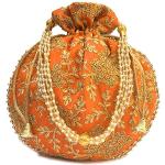Bolsos dorados de seda de moda étnicos con perlas para mujer 