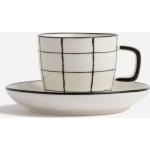 Tazas blancas de porcelana de té  aptas para microondas vintage a cuadros 