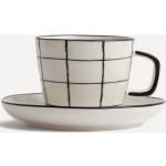 Tazas blancas de porcelana de té  aptas para microondas vintage a cuadros 