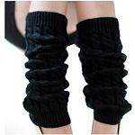 Elandy Calentadores térmicos de invierno cálidos para piernas, calcetines largos para botas, almohadillas para leggings para mujeres, señoras y niñas, (negro)
