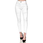Jeans blancos de poliester de cintura alta rebajados rotos talla S para mujer 