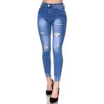 Jeans azules de poliester de cintura alta tallas grandes rotos talla XXL para mujer 