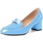 Sandalias azules celeste de goma de tacón de invierno con tacón chunky de punta redonda informales talla 44 para mujer 