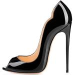 Zapatos peep toe negros con tacón más de 9cm talla 43 para mujer 