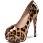 Zapatos peep toe con tacón de aguja oficinas leopardo talla 38 para mujer 