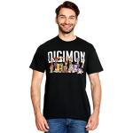 Elbenwald Digimon - Camiseta con estampado frontal para hombre, mujer, unisex, color negro, Negro , XXL