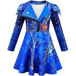 Eledobby Evie Descendientes Vestido de Disfraces para Niñas de Manga Larga V Cuello Vestidos Niños Cosplay Fancy Dress Halloween Dress Up Outfits Azul 7-8 Años
