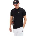 Camisetas deportivas negras de algodón rebajadas manga corta con cuello redondo transpirables con logo ellesse talla XL para hombre 