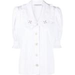 Blusas blancas de poliamida con pliegues rebajadas tres cuartos floreadas Alessandra Rich con bordado talla XL para mujer 