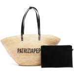 Bolsas beige de paja de playa con logo PATRIZIA PEPE para mujer 