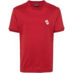 Camisetas rojas de algodón de manga corta manga corta con cuello redondo con logo Armani Emporio Armani para hombre 