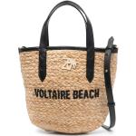 Bolsas beige de rafia de playa con logo Zadig & Voltaire para mujer 