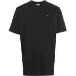 Camisetas negras de algodón de manga corta manga corta con cuello redondo con logo Diesel para hombre 