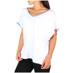 Camisetas blancas de viscosa de cuello pico rebajadas Armani Emporio Armani para mujer 