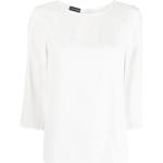 Blusas blancas rebajadas tres cuartos con cuello redondo Armani Emporio Armani talla L para mujer 