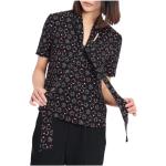 Blusas estampadas negras de poliester manga corta con escote V floreadas Armani Emporio Armani con motivo de flores talla S para mujer 