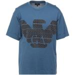 Camisetas azules de algodón de manga corta manga corta con cuello redondo con logo Armani Emporio Armani talla XS para hombre 