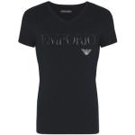 Camisetas negras de algodón de manga corta manga corta con escote V con logo Armani Emporio Armani talla XL para hombre 