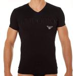 Camisetas negras de algodón de manga corta rebajadas manga corta con escote V con logo Armani Emporio Armani talla XL para hombre 