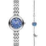 Relojes plateado de acero inoxidable de pulsera rebajados impermeables Cuarzo con correa de plata Armani Emporio Armani para mujer 