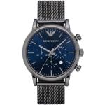 Relojes azules de acero inoxidable de pulsera impermeables Cuarzo con logo Armani Emporio Armani para hombre 