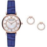 Relojes azul marino de acero inoxidable de pulsera impermeables cocodrilo Armani Emporio Armani para mujer 