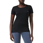 Camisetas negras de microfibra de cuello redondo con cuello redondo Armani Emporio Armani con tachuelas talla XL para mujer 