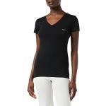 Camisetas negras de algodón  con escote V Armani Emporio Armani con tachuelas talla S para mujer 