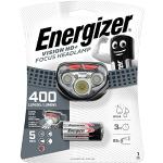 Energizer - Frontal deportivo de 400 lúmenes funciona con 3 pilas AAA, cinta elástica ajustable para la cabeza, m4 modos de iluminación, tecnología de botón de apagado cercano