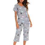 Pantalones grises de mezcla de algodón con pijama de verano informales talla XL para mujer 