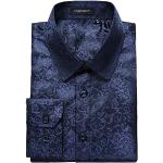 Camisas estampadas azul marino de seda manga larga formales floreadas con motivo de flores talla S para hombre 
