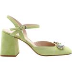 Zapatos peep toe verdes de punta abierta talla 39 para mujer 