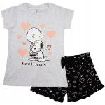 eplusm Pijama corto de dos piezas para niña, 100% algodón, conjunto de pijama para niños, con motivos en estilo de Snoopy, Negro , 146 cm
