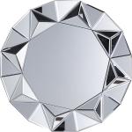 Espejo de pared redondo plateado 70 cm marco geométrico acabado brillante Habay - Plateado