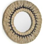 Espejos redondos marrones de algodón con marco trenzados Kave Home 40 cm de diámetro 