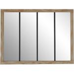 Espejo "ventana" estilo industrial BELFAST - Hierro y MDF - 4 bandas - 120 x 90 cm - Natural y negro