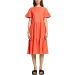 Vestidos naranja de lino de lino manga corta con cuello redondo informales Esprit con volantes talla M de materiales sostenibles para mujer 