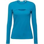 Camisetas azules de cuello redondo manga larga con cuello redondo de punto Esprit talla L de materiales sostenibles para mujer 